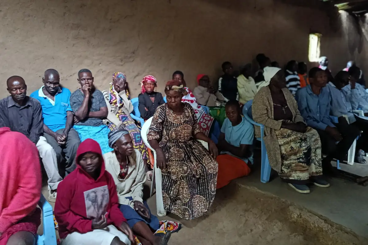 Members of the persons with disabilities group at a meeting on the day of the mobility aid handover at Ng'oli, Bungoma County, 23 August 2025