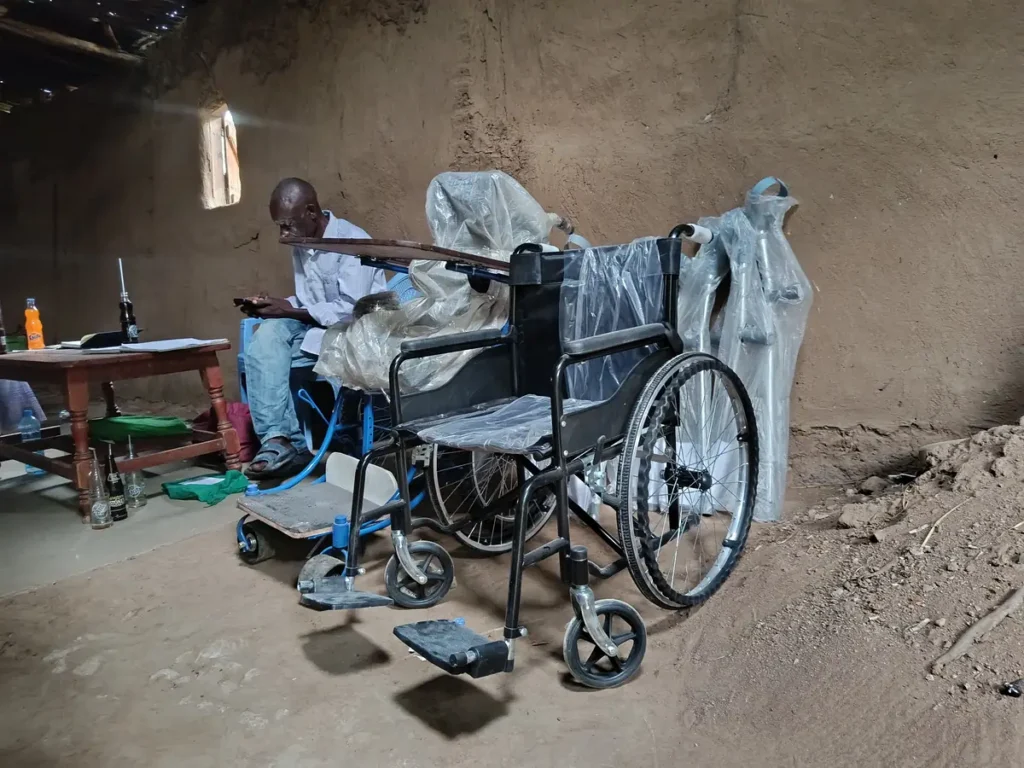 New wheelchairs and crutches donated by NCPWD, ready to hand over at Ng'oli, Bungoma County