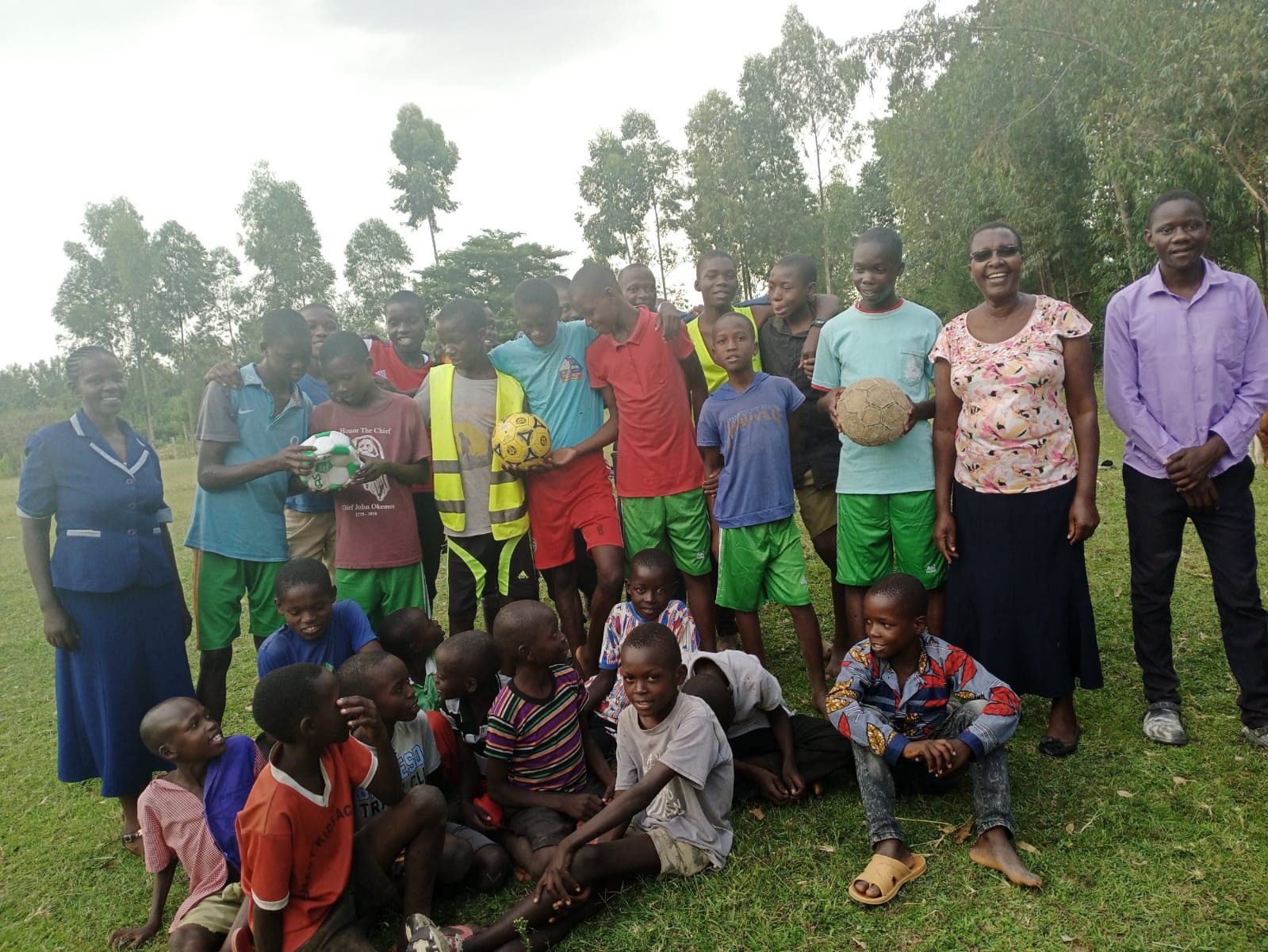 The youth football club in Wacholi with Destiny volunteers, July 2023